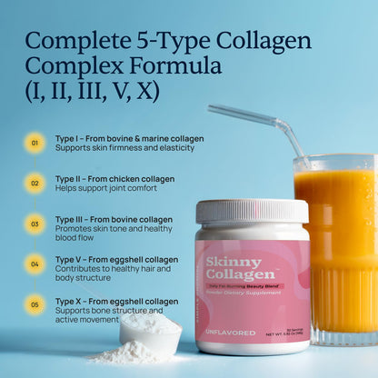 Simple Promise Skinny Collagen – Unflavored Multi-Collagen Peptides (30 Servings) for Weight Goals