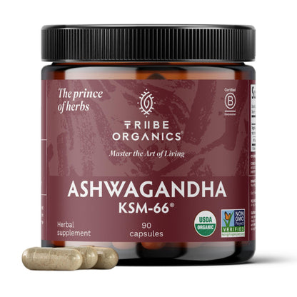 TRIBE ORGANICS Ashwagandha KSM-66 Root Powder – Organic Ayurvedic Supplement