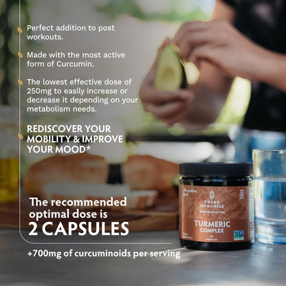 TRIBE ORGANICS Turmeric Curcumin C3 Complex with BioPerine 1050mg | Natural Joint Support | 95% Curcuminoids & Black Pepper for High Absorption | 60 Vegan Capsules