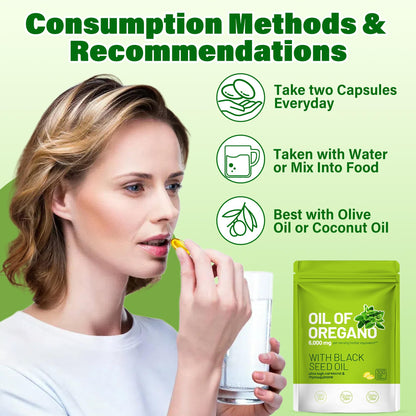 Trihood Oil of Oregano and Black Seed Oil Softgels 300 — Max Strength Carvacrol Thymoquinone Blend | Made in USA