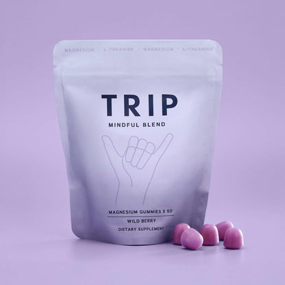 TRIP Magnesium Citrate Gummies with L-Theanine – Sugar Free, Vegan, 180mg per Serving, Wild Berry, 60 Count
