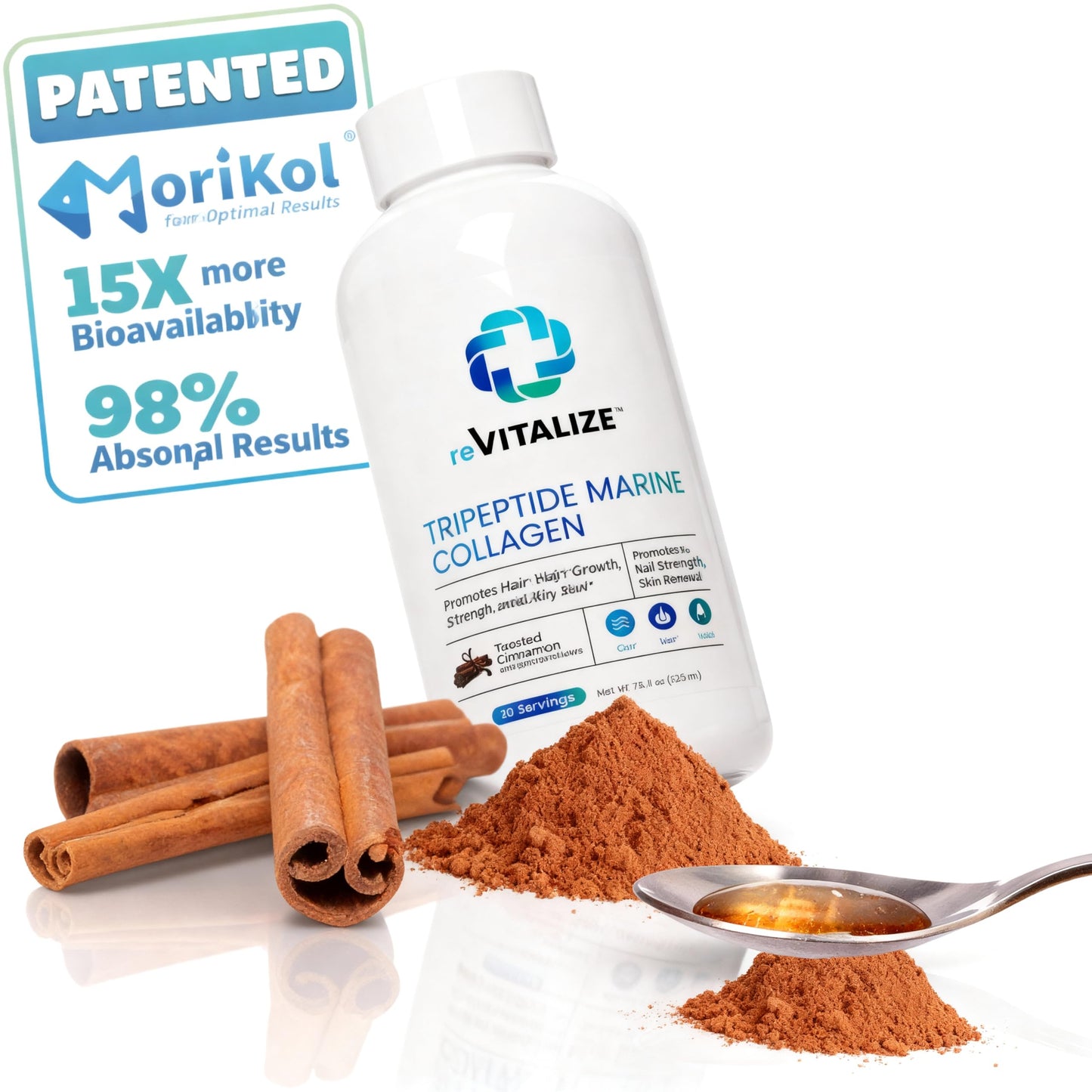 Liquid Collagen 1000mg Tripeptides 15% – Anti-Aging Formula for Skin, Hair & Joints | Cinnamon Flavor