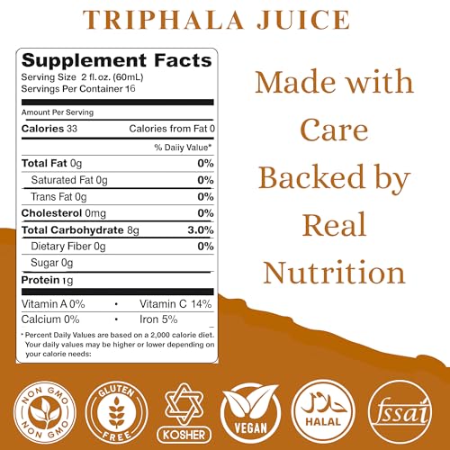 BASIC AYURVEDA Triphala Juice – 16.23 Fl Oz (480 ml) | Digestive Support, Detox & Gut Health | No Added Sugar
