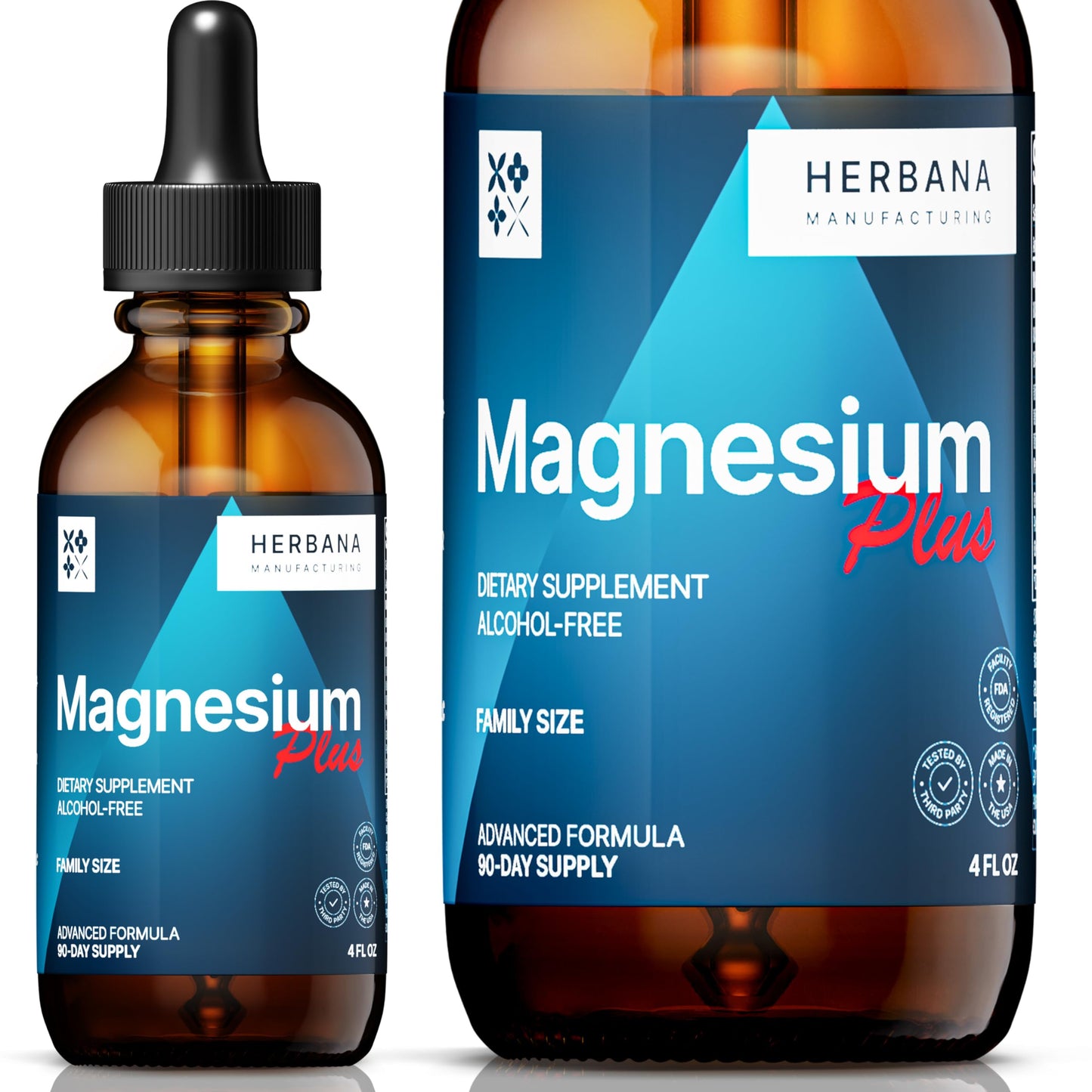 Triple Complex Magnesium Liquid Drops 4 oz – High-Absorption Mg Citrate, Glycinate & L-Threonate with B6, D & C