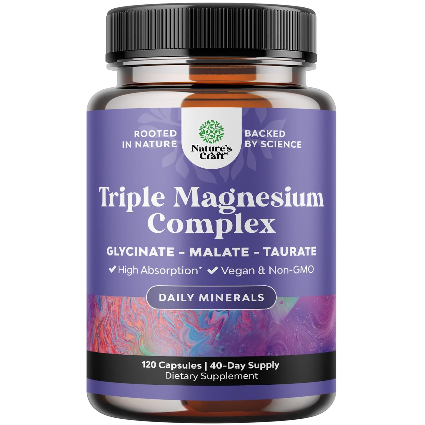 Triple Magnesium Complex 400 mg – High Absorption Glycinate, Malate & Taurate | 120 Count