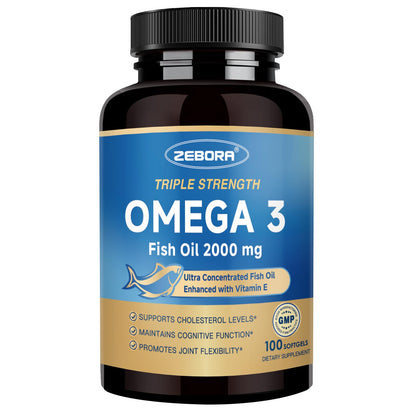 Triple Strength Omega-3 Fish Oil 2000mg with Vitamin E – High Potency EPA, DHA & DPA | 100 Softgels
