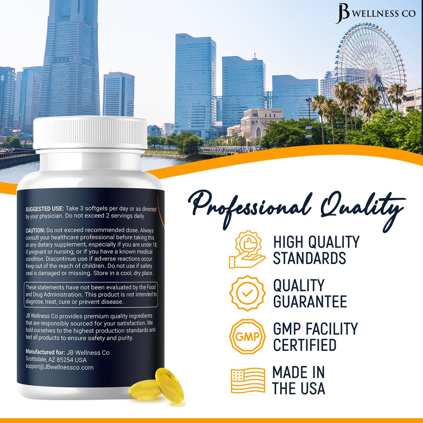 Triple Strength Omega-3 Fish Oil 3750 mg | EPA 1350 mg + DHA 900 mg | Burpless | 180 Count
