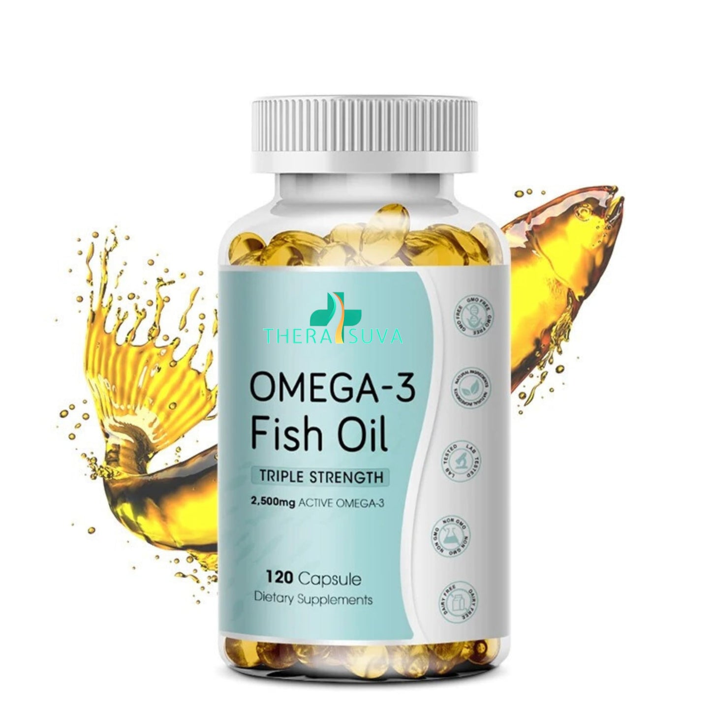 Triple Strength Wild Alaskan Omega-3 2500mg + EPA 1300mg + DHA 1200mg – 120 Softgels, 60 Day Heart & Joint Health Supplement