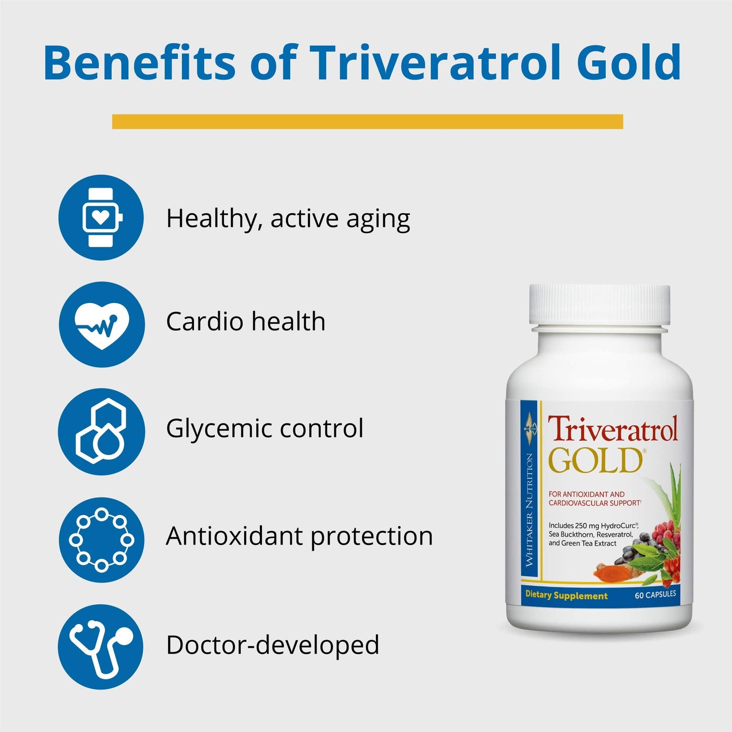 Triveratrol Gold – Healthy Aging Supplement with Resveratrol & Plant Extracts (60 Capsules)