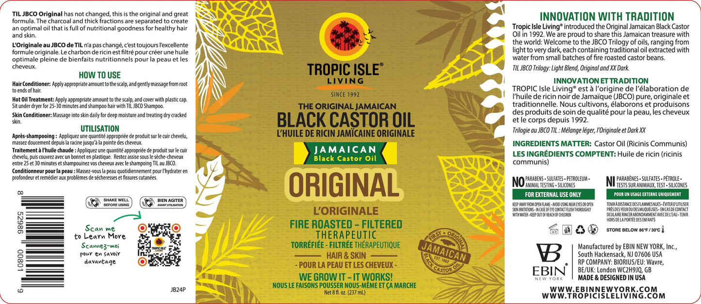 Tropic Isle Living Jamaican Black Castor Oil 8oz – Hair, Skin & Nails