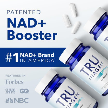TRU NIAGEN NAD+ Booster – 300mg NR for Cellular Energy, Brain & Muscle Support | 30 Servings (3 Bottles)