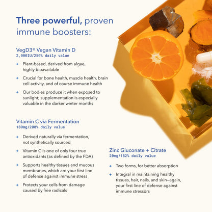 TRU NIAGEN Immune Support - NAD+ Boost, Vitamin C from Fermentation, Vitamin D3 2000 IU, Zinc, Theracurmin | 30ct