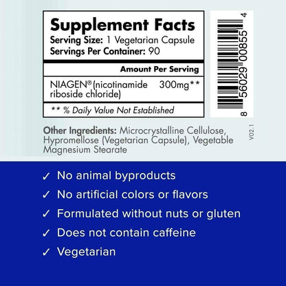 TRU NIAGEN NAD+ Booster – 300mg NR for Cellular Energy, Brain & Muscle Support | 30 Servings (3 Bottles)