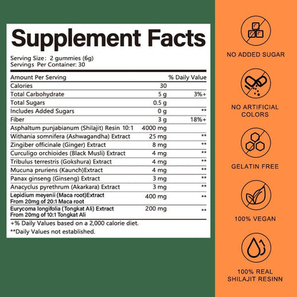 True Alpha Shilajit Gummies – Himalayan 4000mg Shilajit for Men, 10-in-1 Formula, 85+ Trace Minerals, Sugar-Free & Vegan | 60 Count