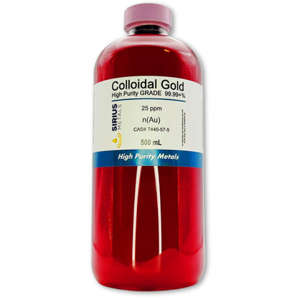 True Colloidal Gold 25 ppm – 500 mL, 99.99% Purity | USA Made