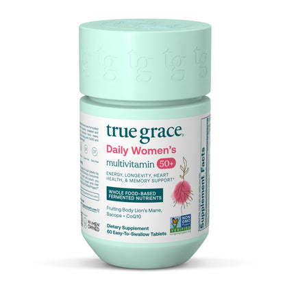 True Grace Daily Women's Multivitamin 50+ – 60 Easy-To-Swallow Tablets | Vegan, Gluten, Soy & Iron Free