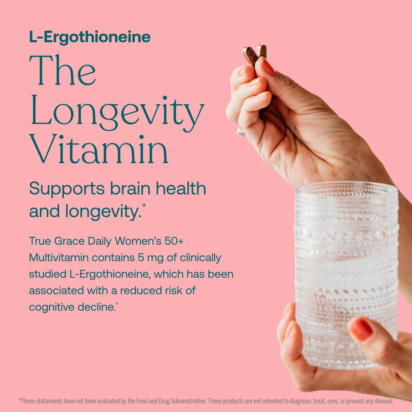True Grace Daily Women's Multivitamin 50+ | 120 Tablets | Immune, Energy & Memory Support | Vegan, Gluten/Soy/Iron Free