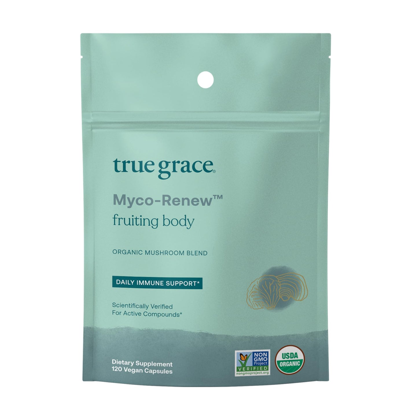 True Grace Mushroom Myco-Renew Blend Daily Immune Support - 120 Count Capsules - Organic