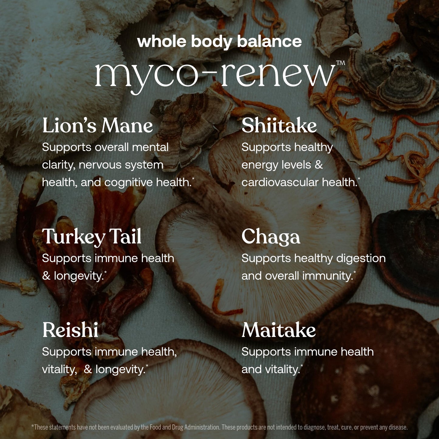 True Grace Mushroom Myco-Renew Blend Daily Immune Support - 120 Count Capsules - Organic