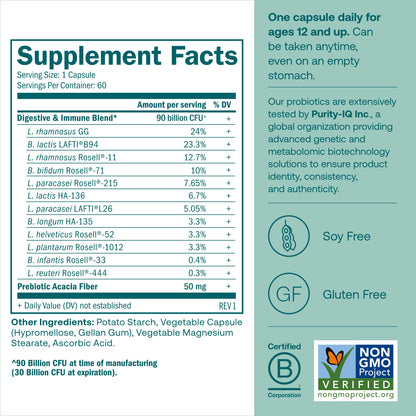 True Grace One Daily Probiotic - 60 Veg Capsules | 90B CFU | Gut & Immune Support