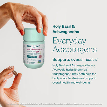True Grace One Daily Women's Multivitamin 40+ - Fermented Minerals, Organic Adaptogens & Mushrooms