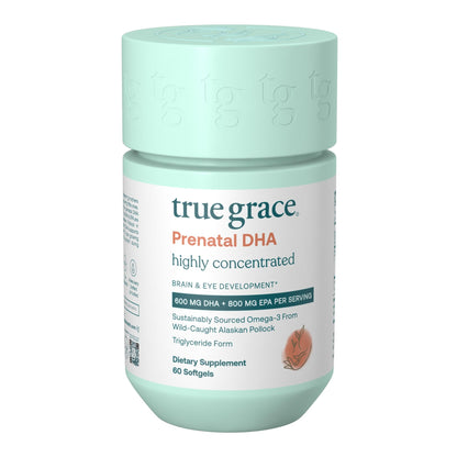 True Grace Prenatal DHA - 60 Softgels | 1400mg DHA + EPA | Pre-Conception to Lactation | Wild-Caught & Sustainably Sourced | Gluten Free