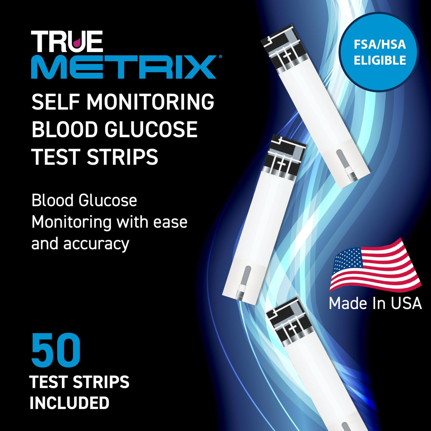 TRUE METRIX Blood Glucose Test Strips, 50 Count – 0.5 µL Sample