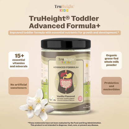 TruHeight Toddler Advanced Formula+ Vanilla - 16 Vitamins, 12-36 Months, Non-GMO