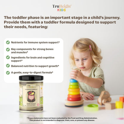 TruHeight Toddler Advanced Formula+ Vanilla - 16 Vitamins, 12-36 Months, Non-GMO