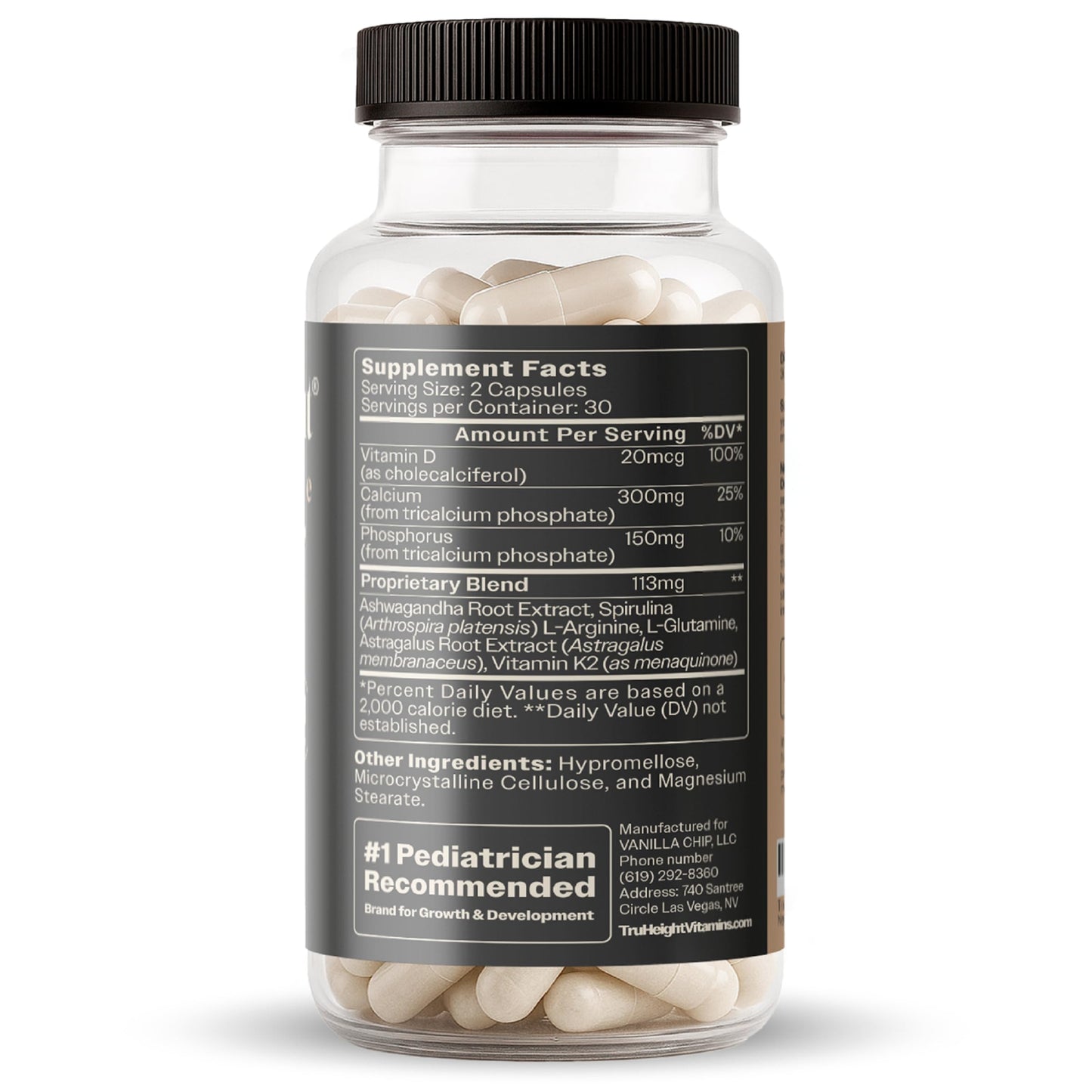 TruHeight Growth Capsules for Kids & Teens | Natural Bone Support with D3, K2 & Ashwagandha