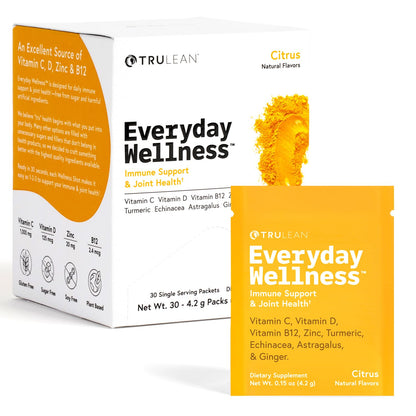 TRULEAN Everyday Wellness Shot Powder – Turmeric, Ginger & Vitamin C Immunity Support, 30 Citrus Packets