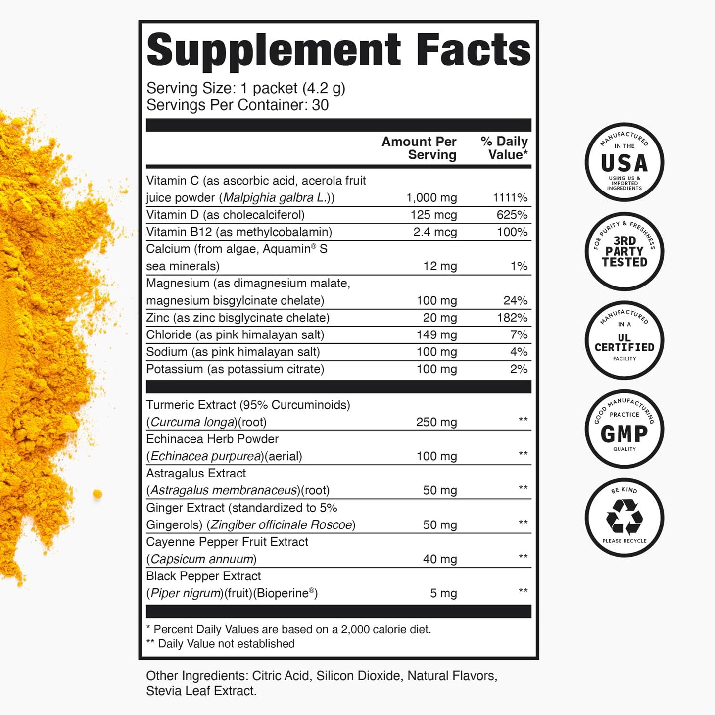 TRULEAN Everyday Wellness Shot Powder – Turmeric, Ginger & Vitamin C Immunity Support, 30 Citrus Packets