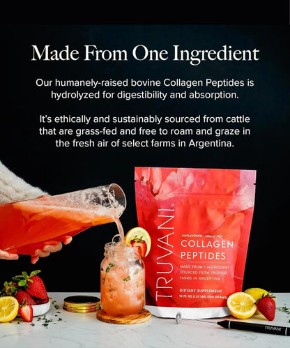 Truvani Hydrolyzed Collagen Peptides – Unflavored, 28 Servings, 20g Grass-Fed Collagen | Dairy & Gluten Free
