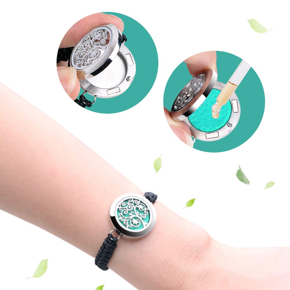 ttstar Essential Oil Diffuser Bracelet – Stainless Steel Locket, Adjustable Band
