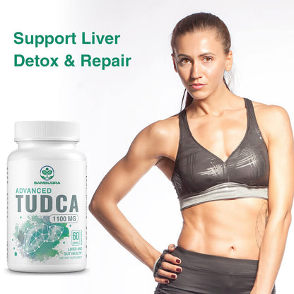 Sambugra TUDCA Liver Supplements 1100mg, 3rd Party Tested Ultra Strength Bile Salt TUDCA Supplement, Liver Support for Detox Cleanse and Repair, 180 Capsules