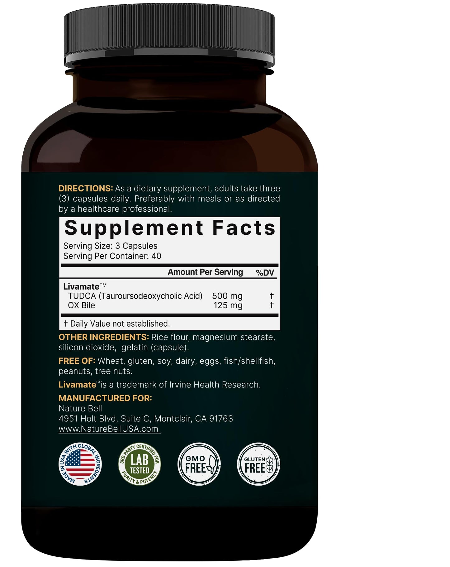 TUDCA 500mg with OX Bile 125mg – 120 Capsules | Liver Support