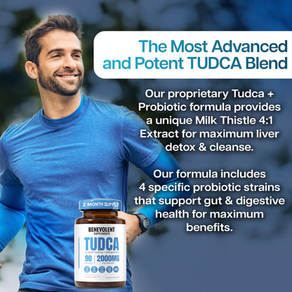 2000mg TUDCA Supplement – Max Absorption with Milk Thistle & Probiotics | 90 Vegan Capsules