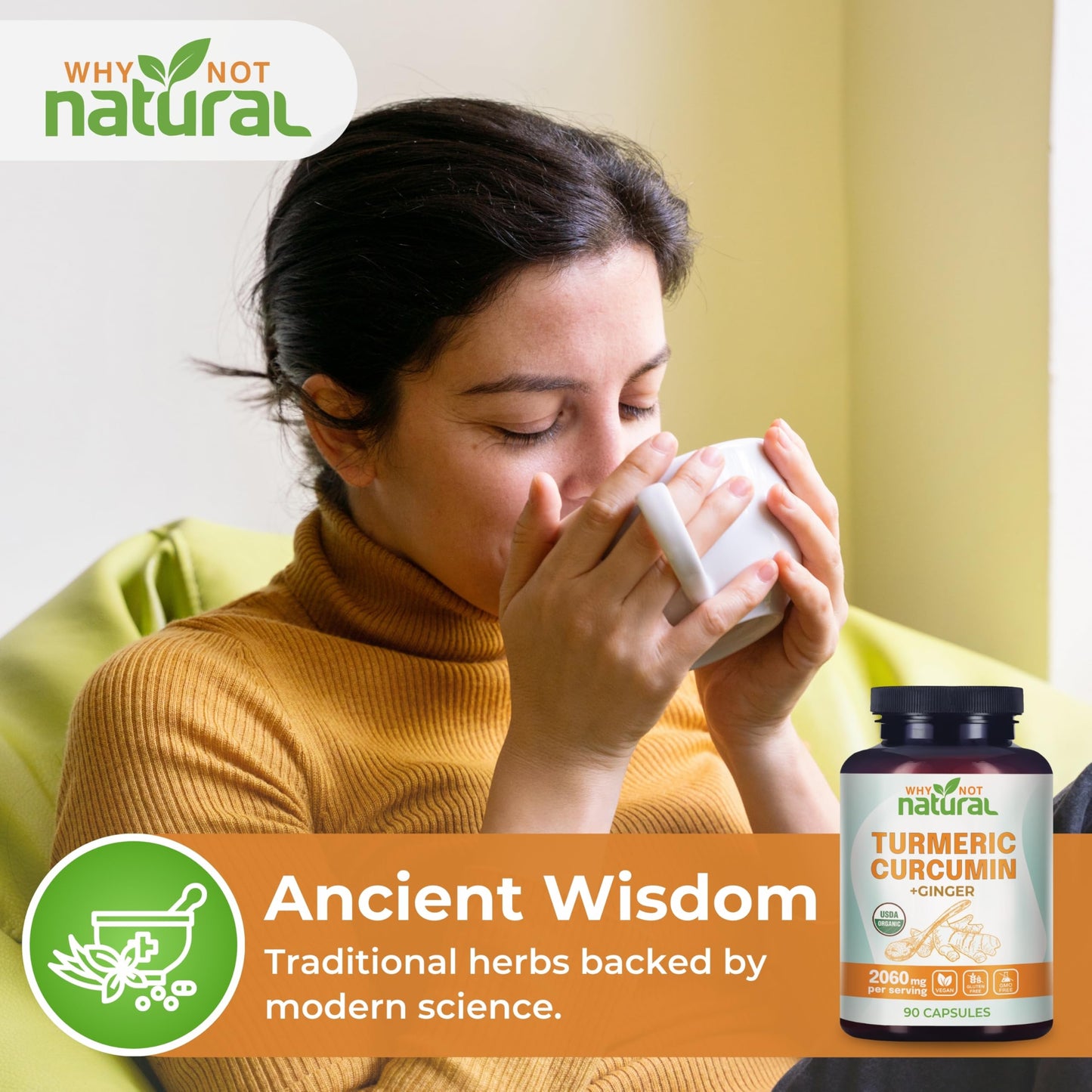 Organic Turmeric Curcumin Capsules with Ginger and Black Pepper - Tumeric