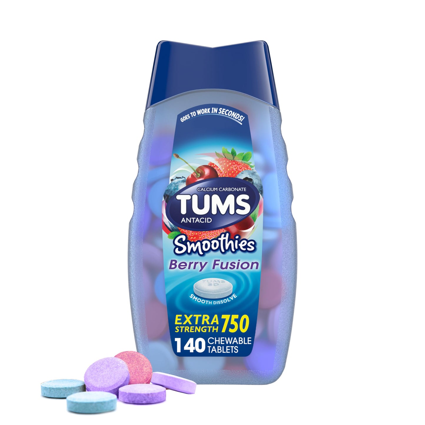 TUMS Antacid Smoothies Berry Fusion Extra Strength 750 – 140 Chewables
