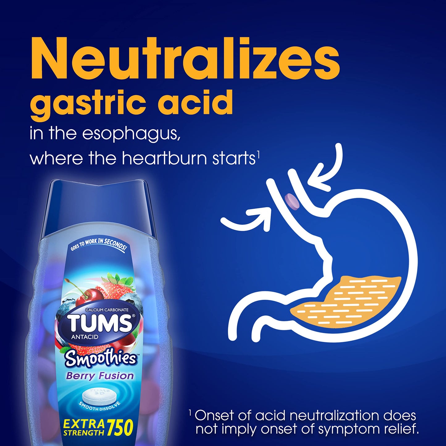 TUMS Antacid Smoothies Berry Fusion Extra Strength 750 – 140 Chewables