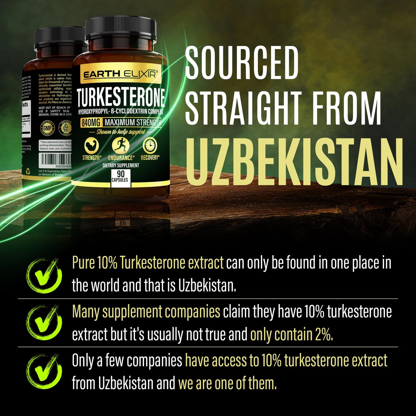 Turkesterone 840 mg – Natural Testosterone Support - 100% Pure Turkesterone Supplement for Men & Women - Ajuga Turkestanica Extract - Made in USA & 3rd Party Tested for Strength, Energy & Vitality