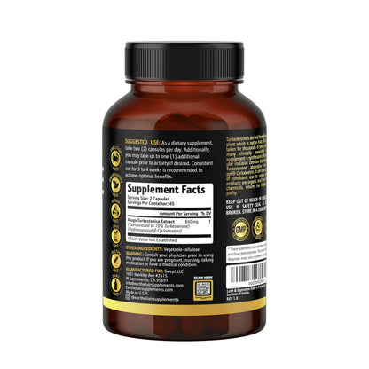 Turkesterone 840 mg – Natural Testosterone Support - 100% Pure Turkesterone Supplement for Men & Women - Ajuga Turkestanica Extract - Made in USA & 3rd Party Tested for Strength, Energy & Vitality