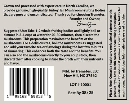 Turkey Tail Mushroom Fruiting Body – Lab-Verified 41.2% Beta-Glucans for Tea | Amber Glass Jar