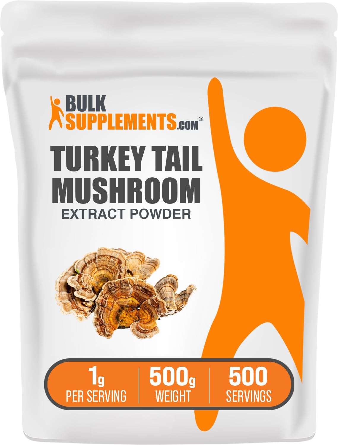Turkey Tail Mushroom Extract Powder - Coriolus Versicolor | 1g/Serving, 500g | BulkSupplements