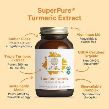 Pure Synergy SuperPure Turmeric Extract | Organic Curcumin 500 mg | 60 Capsules