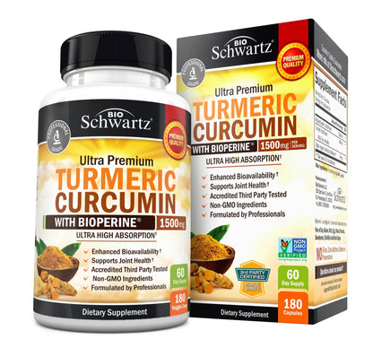 Turmeric Curcumin 1500mg with BioPerine – 95% Curcuminoids, Joint Support