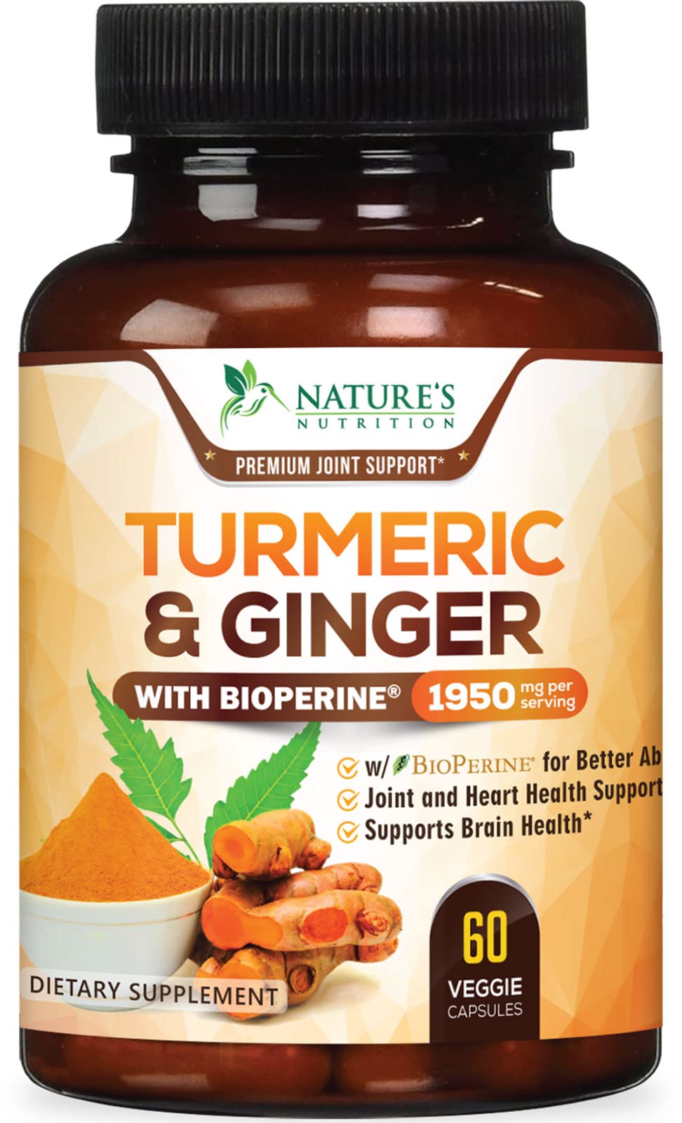 Turmeric Curcumin 1950mg with Bioperine – 60 Capsules