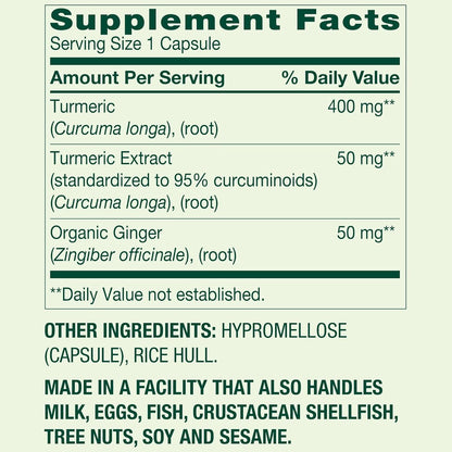 Spring Valley Turmeric Curcumin 500 mg with Ginger – 250 Vegetarian Capsules