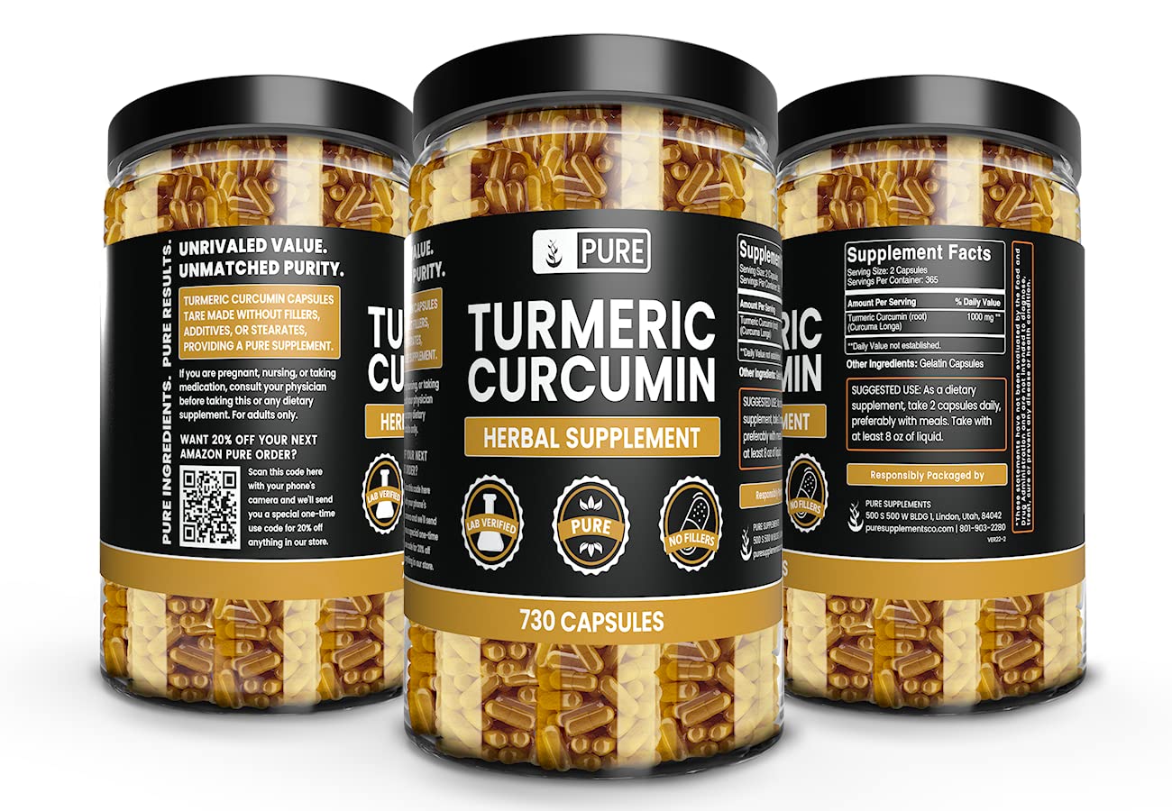 Pure Original Ingredients Turmeric Curcumin 730 Capsules – No Fillers, Lab Verified