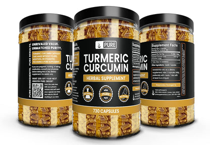 Pure Original Ingredients Turmeric Curcumin 730 Capsules – No Fillers, Lab Verified